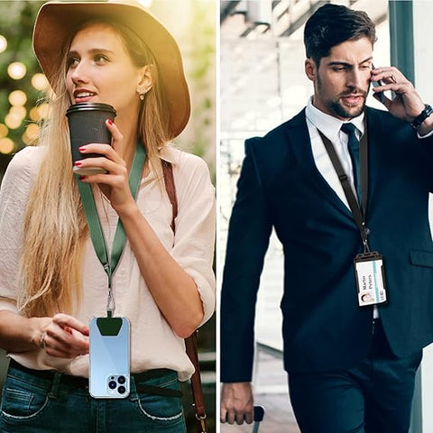 CACOE Universal Mobile Phone Chain - Adjustable Neck Strap for Smartphones Black+green