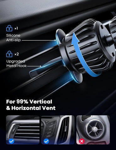 Lamicall Car Phone Mount for MagSafe - Magnetic Air Vent Holder Grey