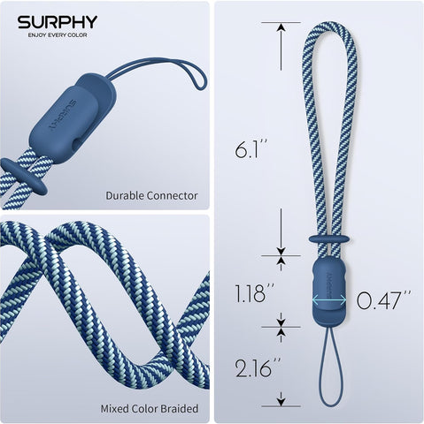 SURPHY Wrist Strap Lanyard for Phone 2 Pack Adjustable Blue Jay & Grey