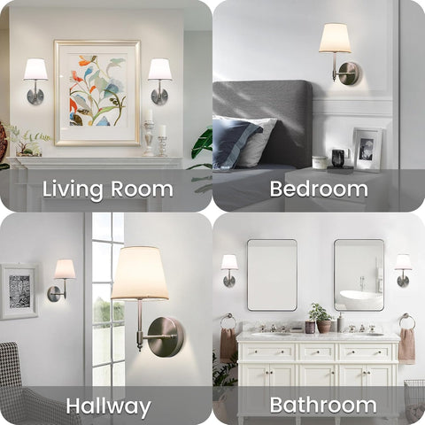 Brushed Nickel Battery Operated Wall Sconce Set of 2 with Remote