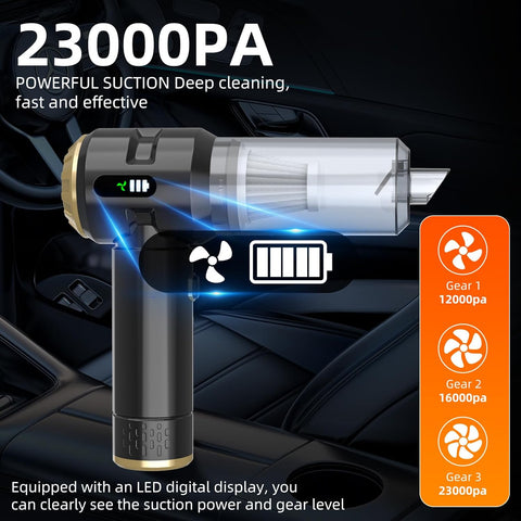 Handheld Vacuum Cleaner 23000Pa Cordless Car & Home Black Gold