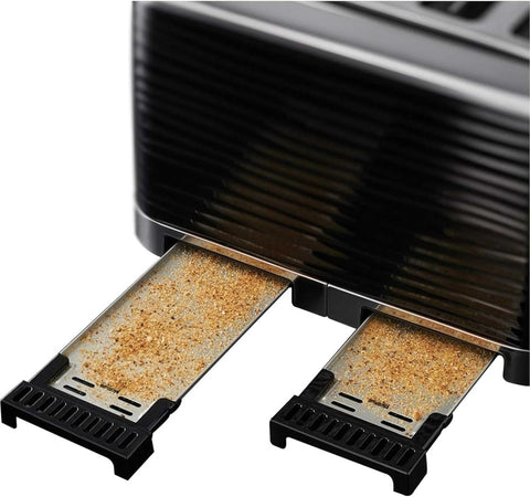 Inspire 4 Slice Toaster 1800W Black High Gloss, Extra Wide Slots, 6 Browning Levels, Lift & Look, Reheat, Frozen & Cancel Functions