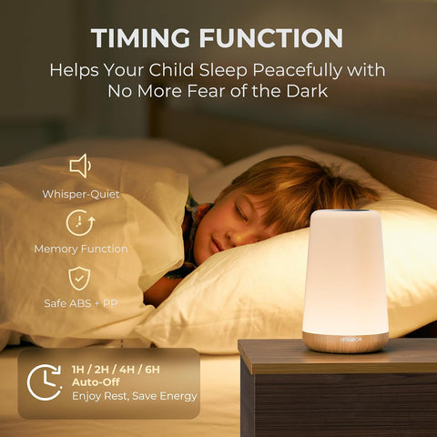 Night Light LED Touch Bedside Lamp with Remote Control – 13 Colour Changing Rechargeable Table Lamp with 5 Brightness Levels, Timer & Hanging Hook for Bedroom, Living Room & Kids