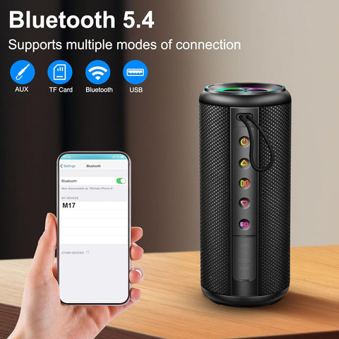 Portable Bluetooth Speaker 20W Stereo Sound, Wireless Bluetooth 5.4 Speaker with RGB Lights, TWS Pairing, EQ Modes, Mic, IP7 Waterproof Outdoor Speaker for Party, Travel, Home