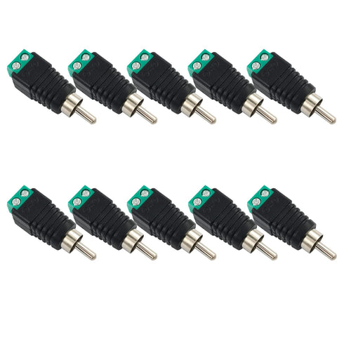 BRIEFCEC RCA Male to AV Screw Terminal Connector – 10 Pack, Solder-Free