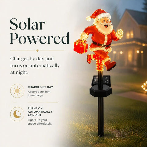 Santa Solar Garden Light, Outdoor Christmas Ground LED Lamp, 19.69 Inch