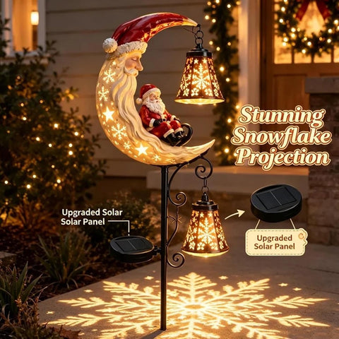Solar Santa with Lantern Resin Christmas LED Moon Lights