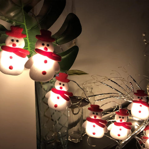 Christmas Snowman String Lights | 20 LED Battery Operated Fairy Lights 9.8FT for Indoor & Outdoor Christmas Tree, Bedroom & Garden Decoration