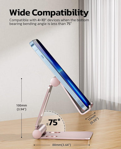 Adjustable Foldable Phone Stand for Desk Rose Gold