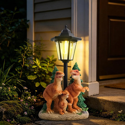 Solar Dinosaur Statue, Waterproof Resin Garden Sculpture, Outdoor Light 1pc
