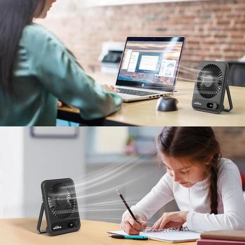 WHATOOK 5000mAh USB Desk Fan 2 Pack – Ultra Quiet, 100 Speeds