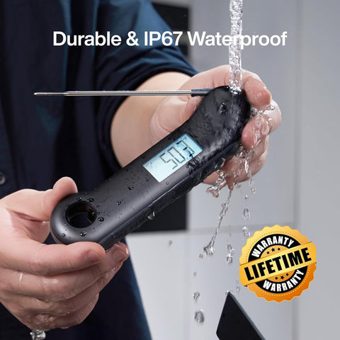 F1 Turbo Digital Meat Thermometer Black – 0.5s Fast Read, IP67 Waterproof