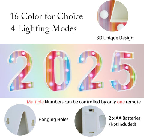 Rainbow LED Number Light 2 with Remote
