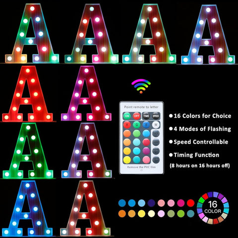 Rainbow LED Letter Light Y 16 Color Remote