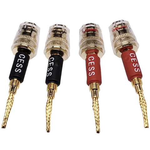 220 Pin Banana Plug to 4mm Female Banana Jack/Speaker Wire, 4 Pack (Braided-Type to 4mm)