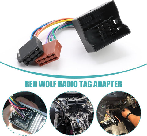 Car Stereo ISO Radio Wire Connector 16 Pin Wiring Harness Adapter Compatible with VW Jetta Passat Ford BMW Mini Cooper R50 Skoda Octavia Opel Corsa Cable Plug for CD Player System