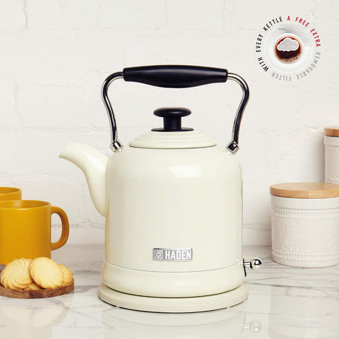 Haden Highclere 3000W Cordless Kettle – 1.5L Rapid Boil, Cream, Lightweight & Easy Pour