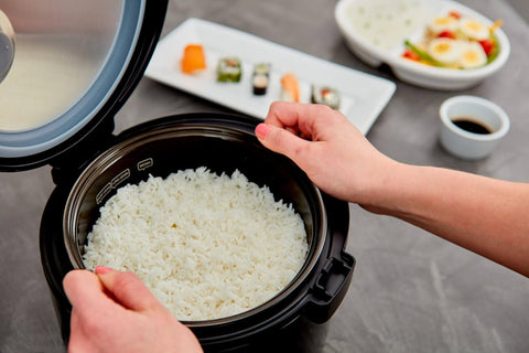 Yum Asia Kumo YumCarb Rice Cooker with Ceramic Bowl – 5.5 Cup (1L), Fuzzy Logic, 8 Cooking Functions – Dark Stainless Steel