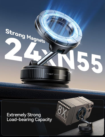 JOYROOM Black Suction Cup MagSafe Car Mount – 360° Vacuum Phone Holder