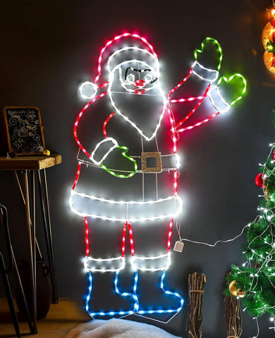 ZHOUDUIDUI 5FT Santa Claus Neon Light – 273 LED Colorful Christmas Decoration