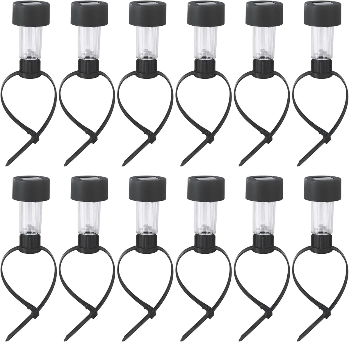 Pathway Lighting, 12 Pack Solar Lights for Chain Link Fence, Waterproof Chain Link Fence Lights Solar Powered with Adjustable Straps for Above Ground Pools, Garden, Patio (Black)