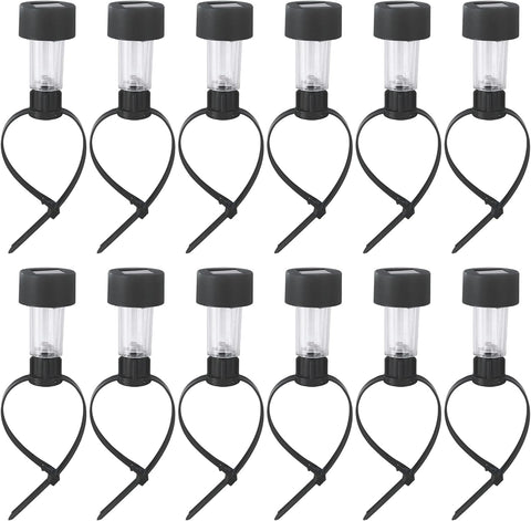 Pathway Lighting, 12 Pack Solar Lights for Chain Link Fence, Waterproof Chain Link Fence Lights Solar Powered with Adjustable Straps for Above Ground Pools, Garden, Patio (Black)