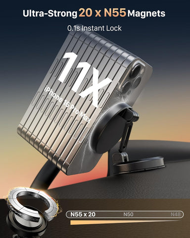 MagSafe Car Charger Mount 15W Fast Wireless Charging Alloy Foldable