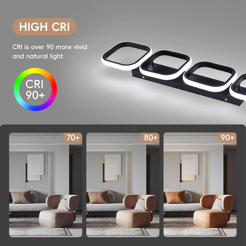 Modern ceiling light fixture with CRI 90+ rating displayed on a gray background