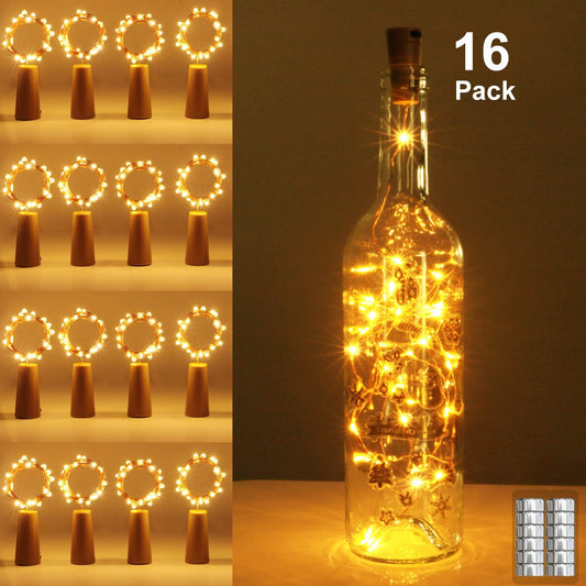 Wine Bottle Lights with Cork, Copper Wire Bottle Fairy Lights Battery Operated, LED Cork String Lights for Bottle Bedrooms Party Wedding Christmas Indoor DIY Decor- Warm White