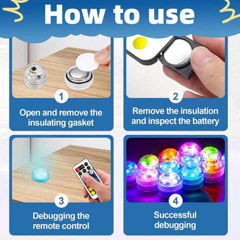 8 PCS Submersible LED Lights with Remote – Waterproof Colour Changing Underwater Lights for Hot Tubs, Pools, Aquariums, Vases, Ponds & Parties