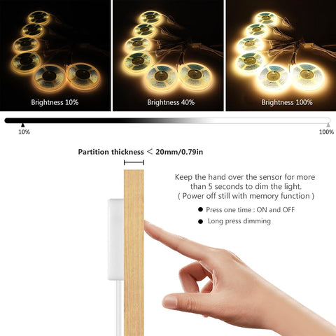 12V COB LED Strip Lights Kit 6x1M Warm White with Touch Dimmer Switch