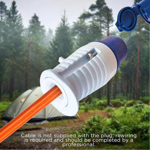 Status 3Pin Weatherproof Connector Plug, 3Pin Blue Industrial Plug, 16amp, Perfect for Camping Caravan, Motorhome, IP44, for Construction Sites, Campervan, 16AP1PK10