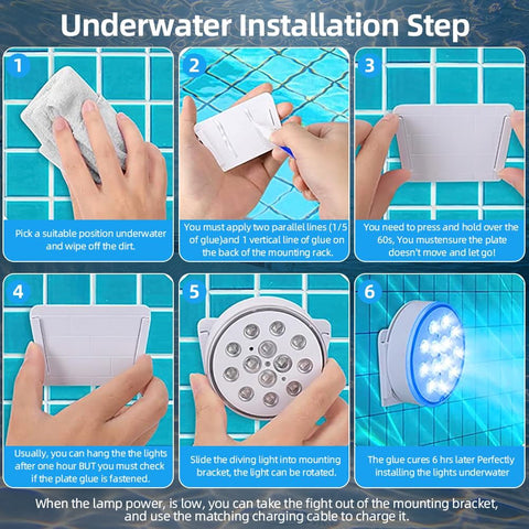 Rechargeable Submersible Pool Lights 2 Pack – IP68 Waterproof LED Underwater Lights with Remote, 16 Colour Changing Modes & Timer for Pools, Hot Tubs, Ponds & Aquariums