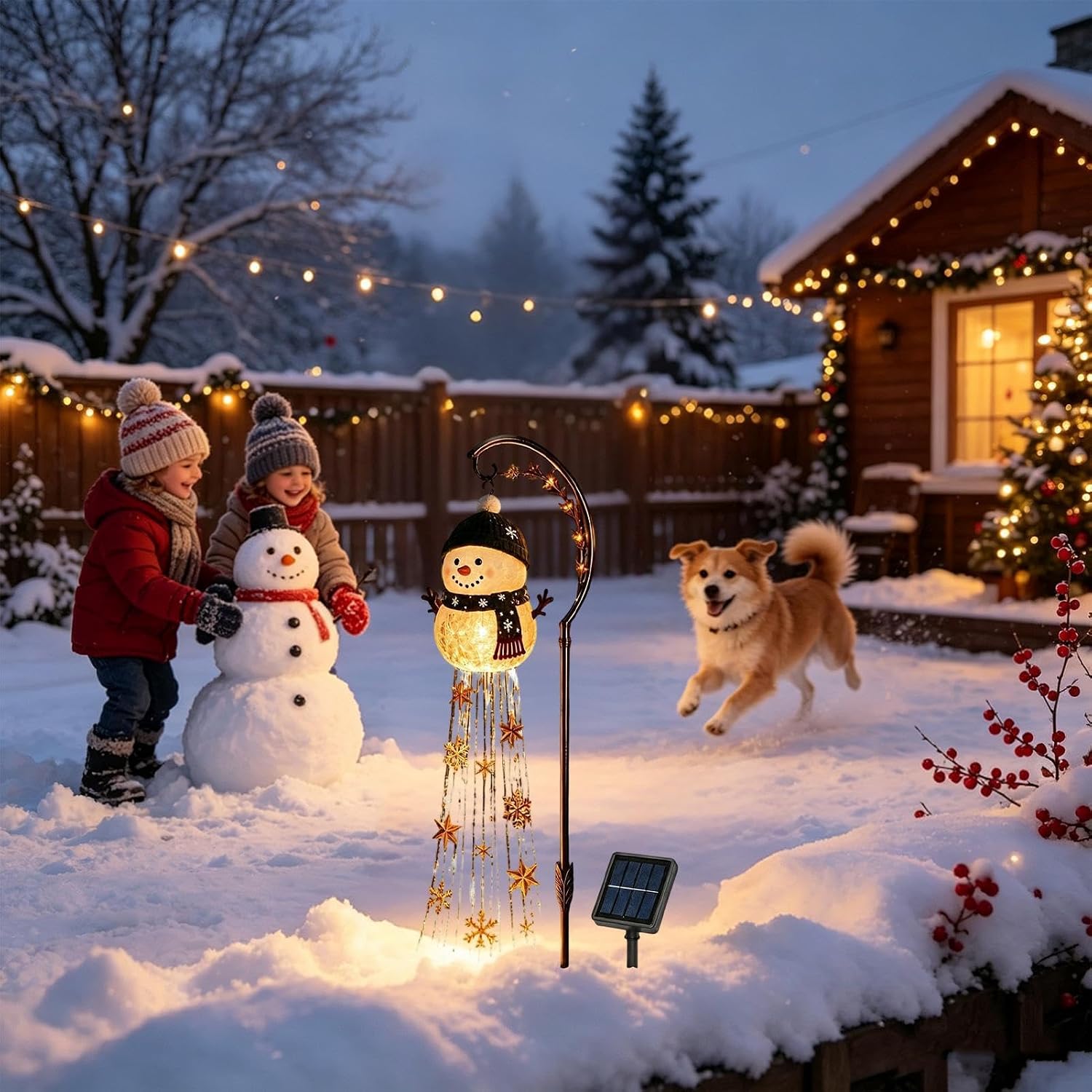 Outdoor Solar Christmas Lights LED Christmas Snowflake Stake Lamp