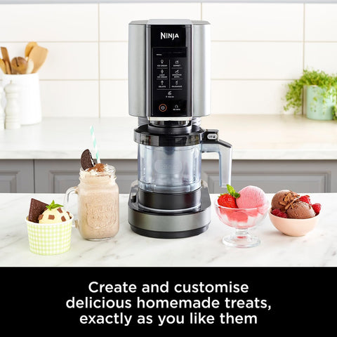 CREAMi Ice Cream & Frozen Dessert Maker – 1.4L Capacity – 7 Programs – Includes 3 Tubs – Black/Silver – Gelato, Sorbet & More