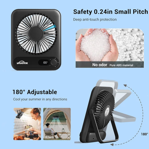 WHATOOK 5000mAh USB Desk Fan – 100 Speeds