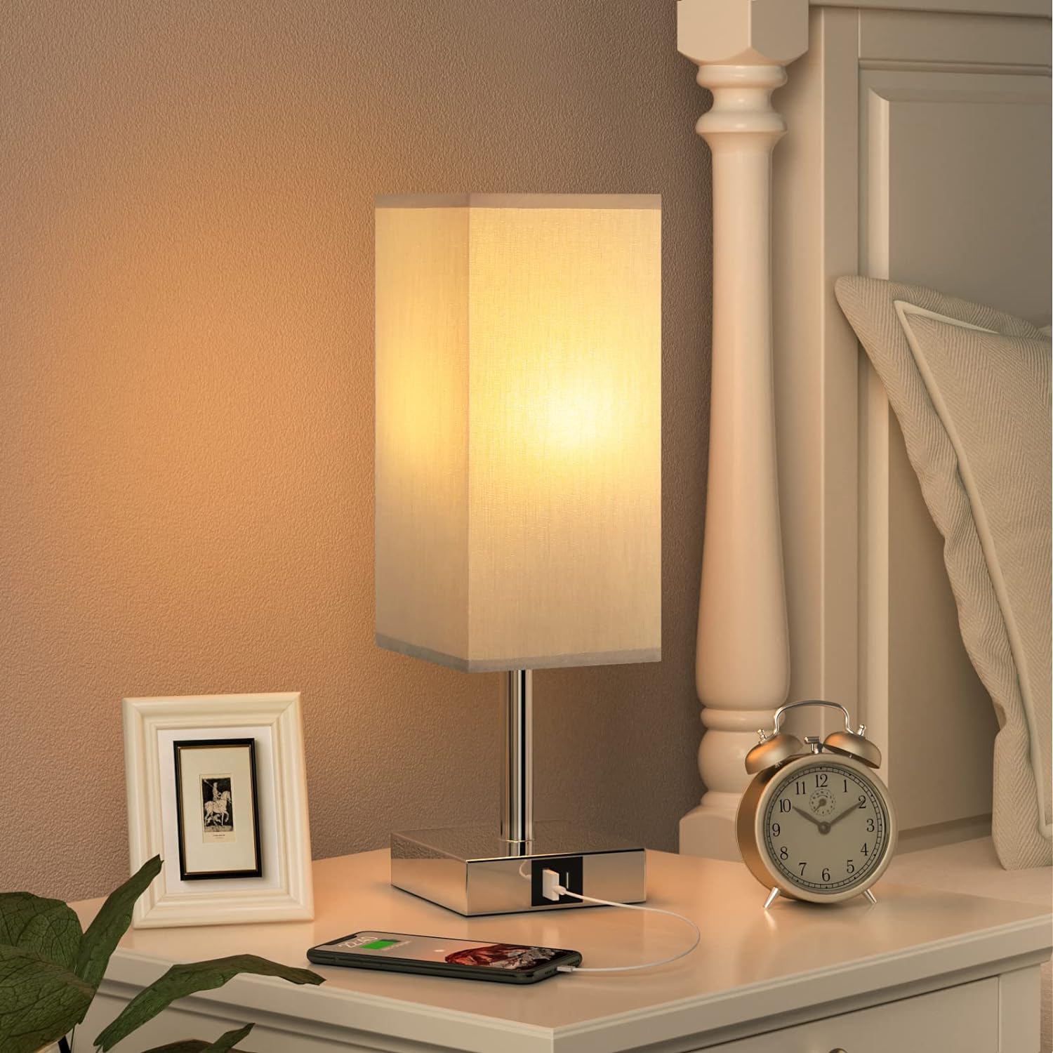 Bedside Lamps, Touch Control Table Lamp with USB Lamps 3 Way