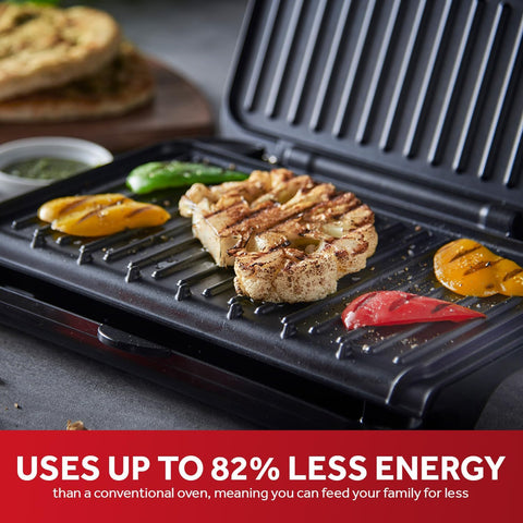 Medium Electric Fit Grill 1630W Black – Non-Stick Griddle, Toastie, Panini, BBQ, Energy Saving, Easy Clean, Drip Tray