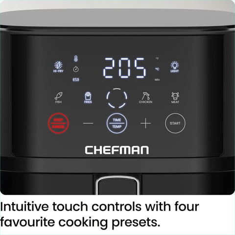 Air Fryer 3.75L – Compact Hi-Fry Technology for Crisp Results, Easy-View Window, 4 Presets, Touch Controls – Black