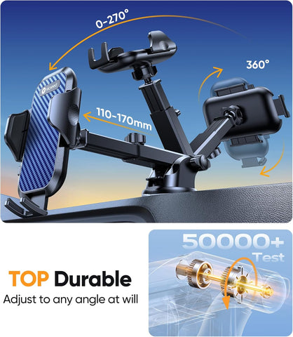 Car Phone Holder with 360° Rotation & Strong Suction