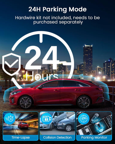 IIWEY N5 360° Dash Cam 4 Channel, Full HD 1080P Front Rear Inside Left Right Car Camera, 8 IR Lamps, 5G WiFi App Control, G-Sensor, 24H Parking Mode, with 128GB SD Card