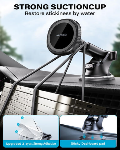 APPS2Car Magnetic Car Phone Holder Mount – Black