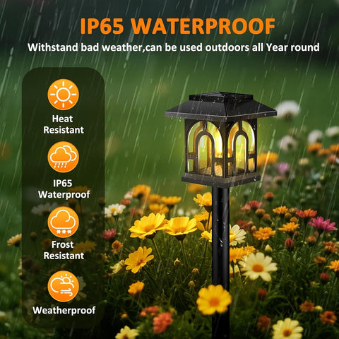 Solar Lights Outdoor Garden, 8 Pack Upgraded LED Solar Garden Lights Warm White, Waterproof Solar Powered Pathway Light Auto On/Off, Decorative for Landscape Lawn, Patio, Landscape, Walkway, Path