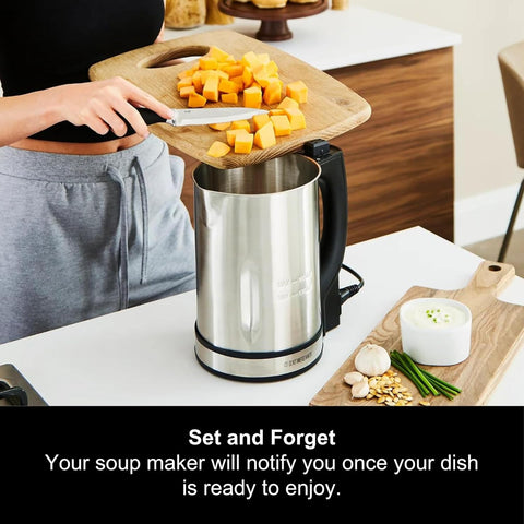 Classic 1.6L Stainless Steel Soup Maker | LED Display, 4 Settings, Motorised Blade, 1000W Power, Fast Soup in 25 Minutes
