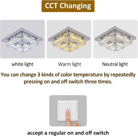 GreeLustr Modern Crystal Chandelier Square K9 LED Ceiling Light Fixture