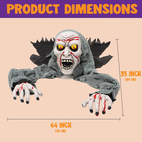 JOYIN Halloween Light-Up Zombie Groundbreaker with Motion-Activated Creepy Sound & Flashing Eyes – Animated Outdoor Zombie Decoration for Gardens, Lawns, Patios & Haunted Houses