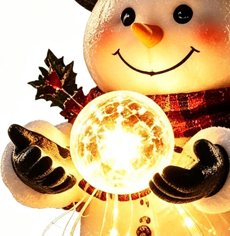 Christmas Walkway Lights Solar Snowman, Stake String Light, Resin, 350g