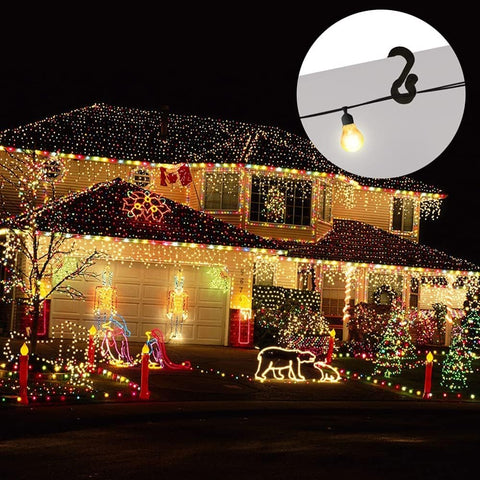 120 Pack Gutter Hooks for Outdoor Lights – Black Plastic S Hooks for Christmas Lights, Garden Decorations & Party Displays – Make Every Festive Light Feel Right at Home
