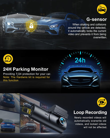 GKU D600Pro 4K+1080P Dual Dash Cam Front & Rear with GPS