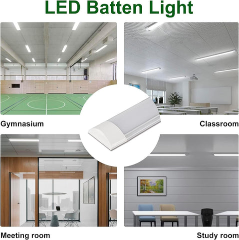 LED Batten Lights 6500K Daylight | IP20 Fluorescent Strip Ceiling Light for Home, Office, Garage & Workshop Lighting